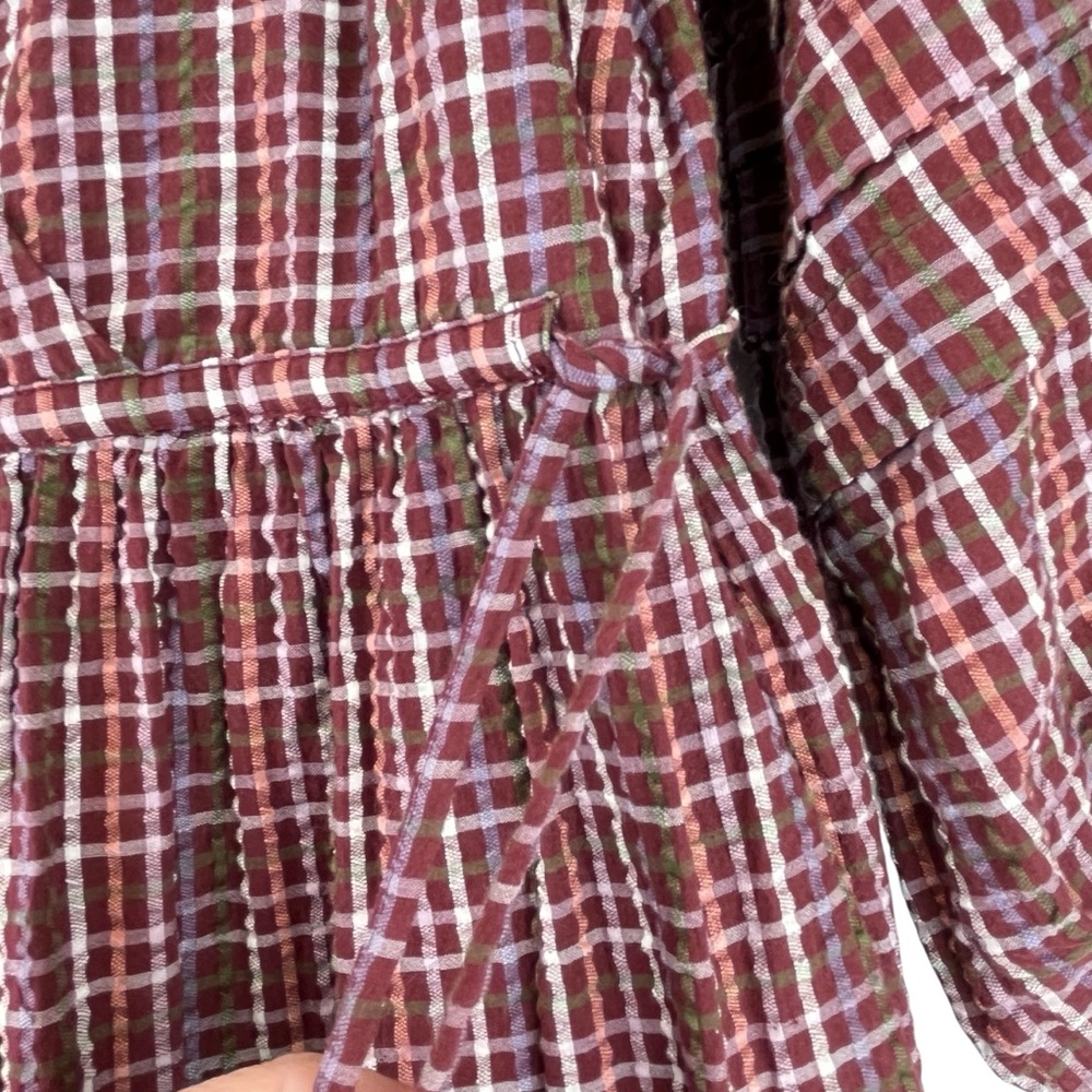 NEW Madewell Seersucker Wrap Mini Dress in Dark Merlot StripSz XS NWT - Picture 10 of 15